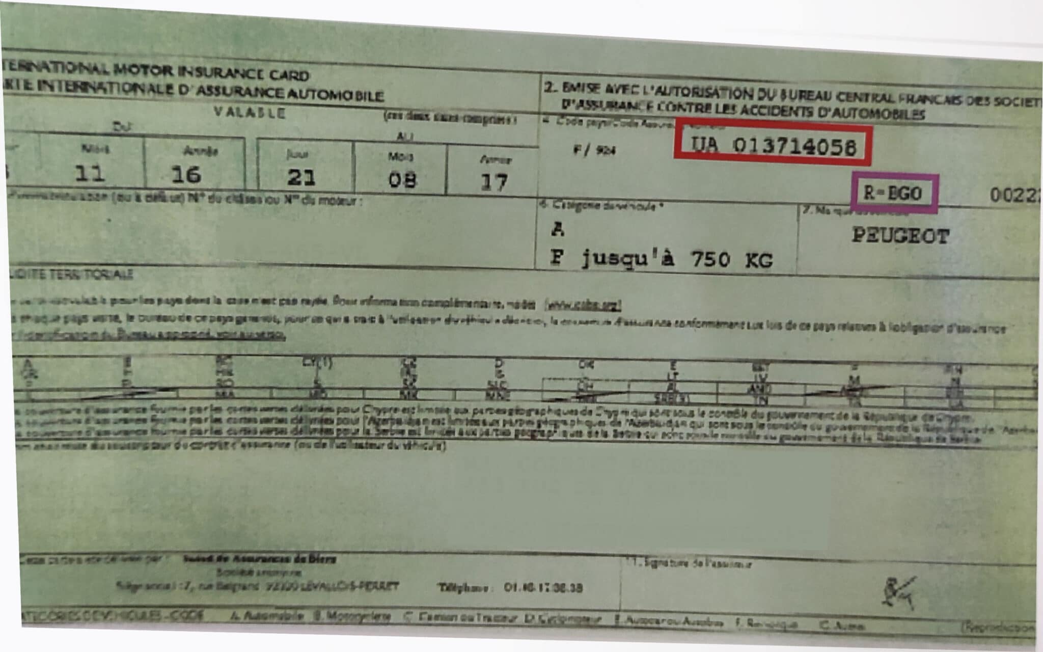 Carte assurance Swiss Auto, assurance auto SwissLife