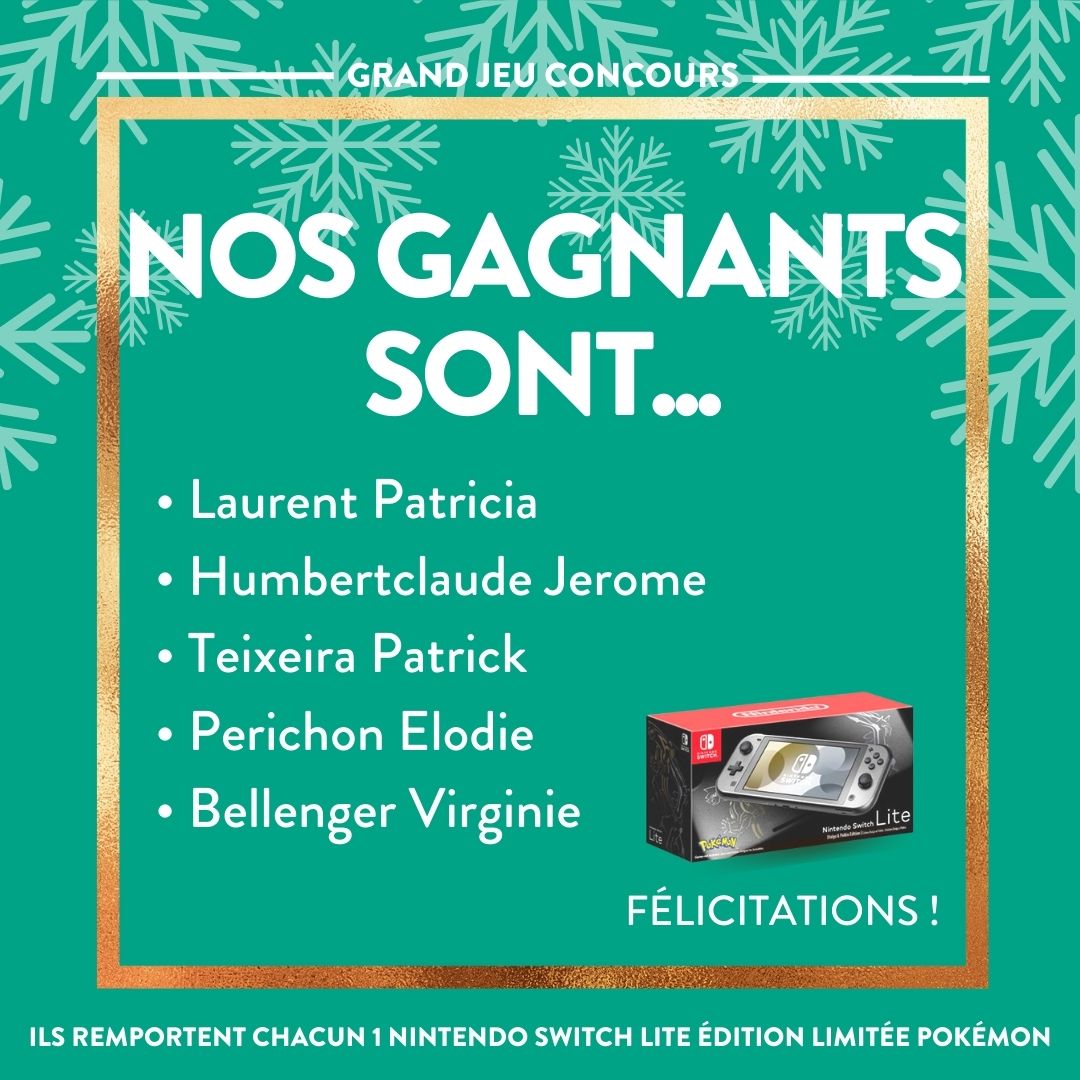 Gagnants jeu concours 123 Pare-Brise Switch Lite Pokémon